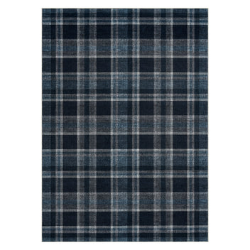 Garvee Washable Area Rug 5x7 Non Slip Modern Plaid Rug Soft Low Pile for Living Room Bedroom Nursery 5'x7' Grey & Blue