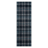 Garvee Washable 2x6 Runners Rug Non Slip Bath Mat Modern Soft Bedroom Rug Tartan Plaid Runner Farmhouse Kitchen Rugs Entryway Runners Stain Resistant 2'x6' Grey & Blue