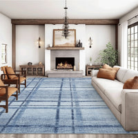 Garvee Washable 10x13 Blue Rugs, Extra Large Modern Geometric Area Rug for Living Room Bedroom, Accent Soft Non Slip Under Table Carpet for Dining Room, Low Pile High Traffic Area Rugs Home Office