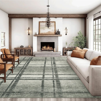 Garvee Modern Geometric 9x12 Green Rugs, Washable Large Area Rug for Living Room Bedroom, Soft Non Slip Throw Carpet for Dining Room, Accent Textured Floor Cover for Home Office, Light Green