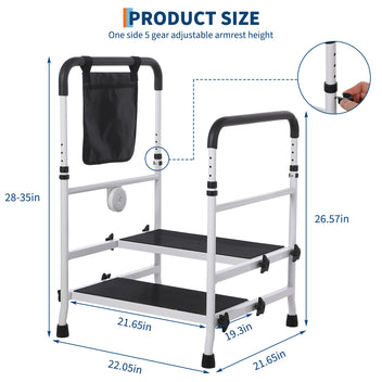 Garvee 2-Step Stool with Dual Handrails 440 lbs Capacity, Heavy Duty Safety Step Stool with Non-Slip Platform & Rubber Feet for Seniors, Bedside, Bathtub, RV