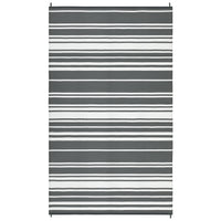 Garvee Outdoor Grey 9x12 Patio Rug Waterproof Reversible Striped Polypropylene Stain-Resistant Lightweight Foldable with Stakes for Camping Deck Balcony