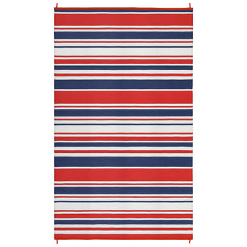 Garvee 10x20 Modern Lines Outdoor Large Rug Waterproof UV-Resistant Multicolor Patio Rug for Camping Picnic Pool Side RV, Red Navy White