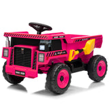 Garvee Ride - P Series: 12V Kids Ride On Dump Truck Electric Car Toy with Remote Control, Auto Dump Bed & Shovel, Durable Plastic, LED Lights & Music, Rose Red, Outdoor Play for Toddlers - Rose