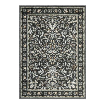 Garvee Washable Area Rug 8x10 Boho Floral Soft Non Slip Low Pile Carpet for Living Room Bedroom Dining Room Nursery Hallway Black