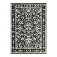 Garvee Washable Area Rug 5x7 Boho Floral Soft Low Pile Carpet Non Slip Black for Living Room Bedroom Dining Room Nursery Hallway