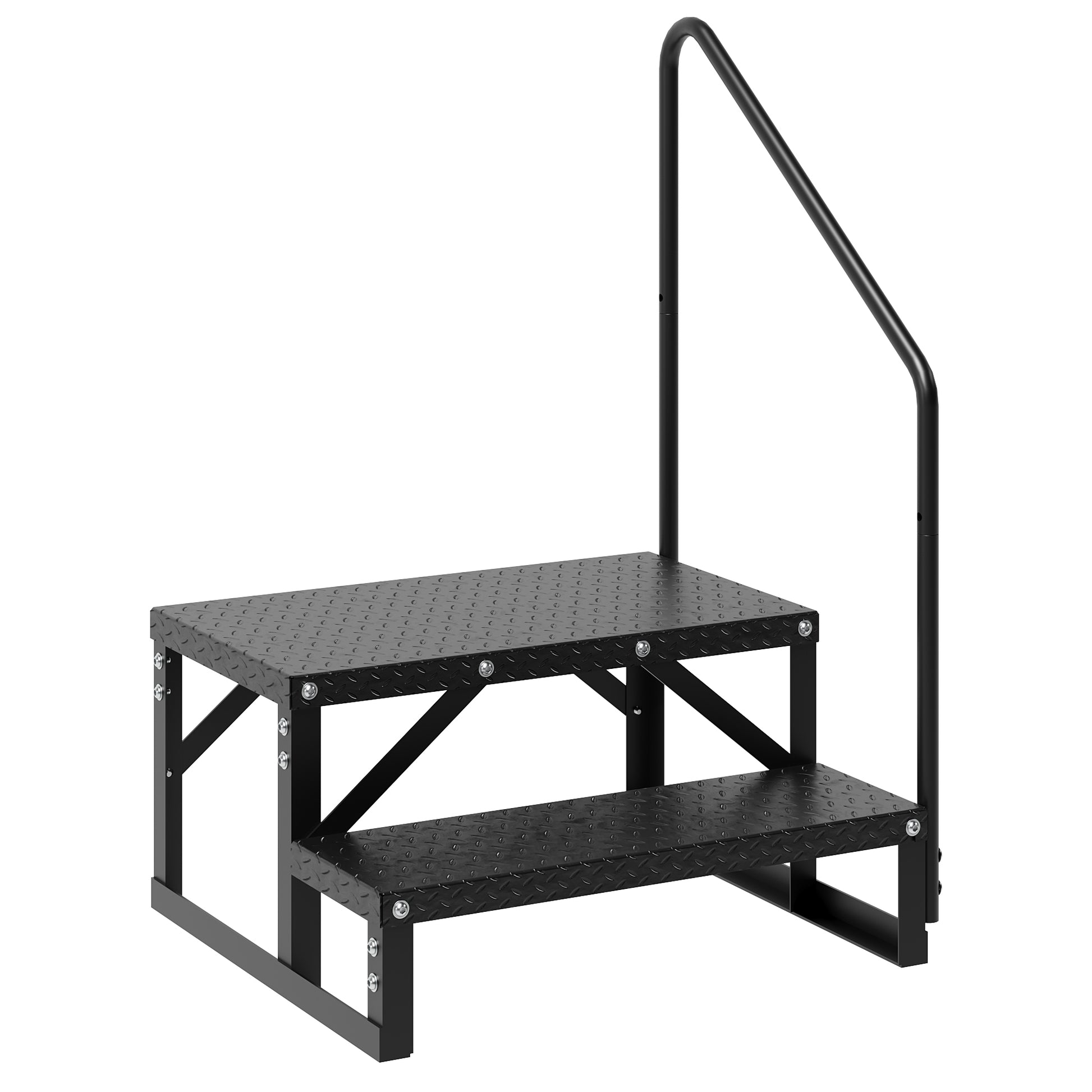 Garvee 2 Step RV Stairs, RV Steps with Handrail & Anti-Slip Panel - 660lb Capacity Portable Alloy Steel Ladder for Easy Access to RVs, Hot Tubs, and Travel Trailers