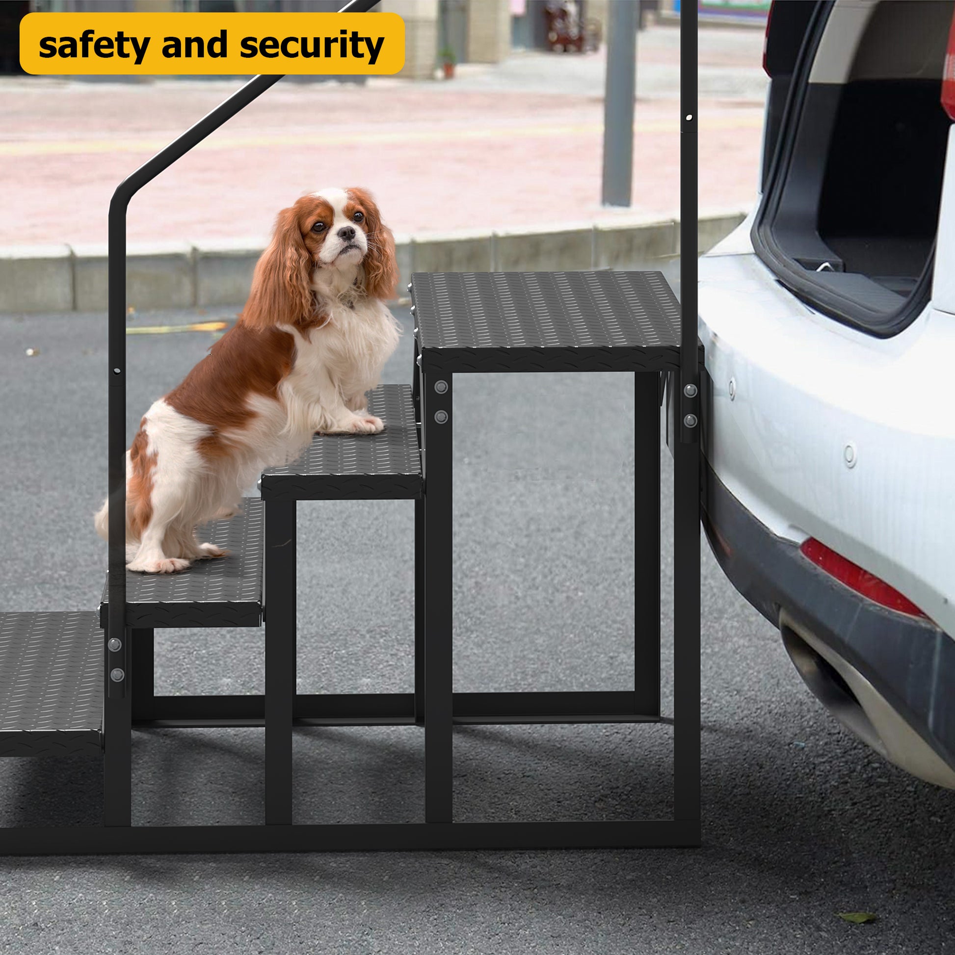 Garvee 4 Step RV Stairs with Handrail, 660lb Capacity with Anti-Slip Panel RV Steps, Alloy Steel Ladder for Easy Access to RVs, Hot Tubs, and Travel Trailers