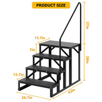 Garvee 4 Step RV Stairs with Handrail, 660lb Capacity with Anti-Slip Panel RV Steps, Alloy Steel Ladder for Easy Access to RVs, Hot Tubs, and Travel Trailers
