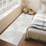 Garvee Washable 2x6 Grey Hallway Runner Low Pile Non Slip Kitchen Rug Geometric Stripped Lines Print Indoor Carpet for Laundry Bathroom Ultra Thin Foldable Mat for Bedroom - Gray