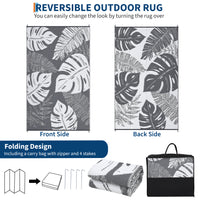 Garvee Outdoor Grey & White 5x8 Plastic Straw Rug, Waterproof Reversible Carpet for Patio, Deck, RV, Camping