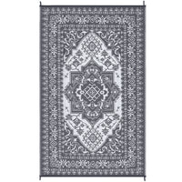 Garvee Outdoor Grey & White 8x10 Plastic Straw Rug, Waterproof Stain Resistant Reversible Carpet for Camping, Garden, Backyard, RV, Patio