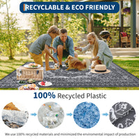 Garvee Outdoor Grey & White 8x10 Plastic Straw Rug, Waterproof Stain Resistant Reversible Carpet for Camping, Garden, Backyard, RV, Patio