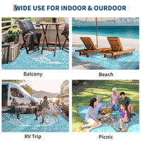 Garvee Outdoor Light Blue & White 8x10 Plastic Straw Rug, Waterproof Stain Resistant Reversible Carpet for Camping, Garden, Backyard, RV, Patio