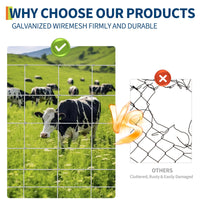 Garvee Heavy Duty 9GA Cattle Fence 4x164 FT - Thick Galvanized Steel w/Reinforced Joints for Livestock Farm Horse Protection
