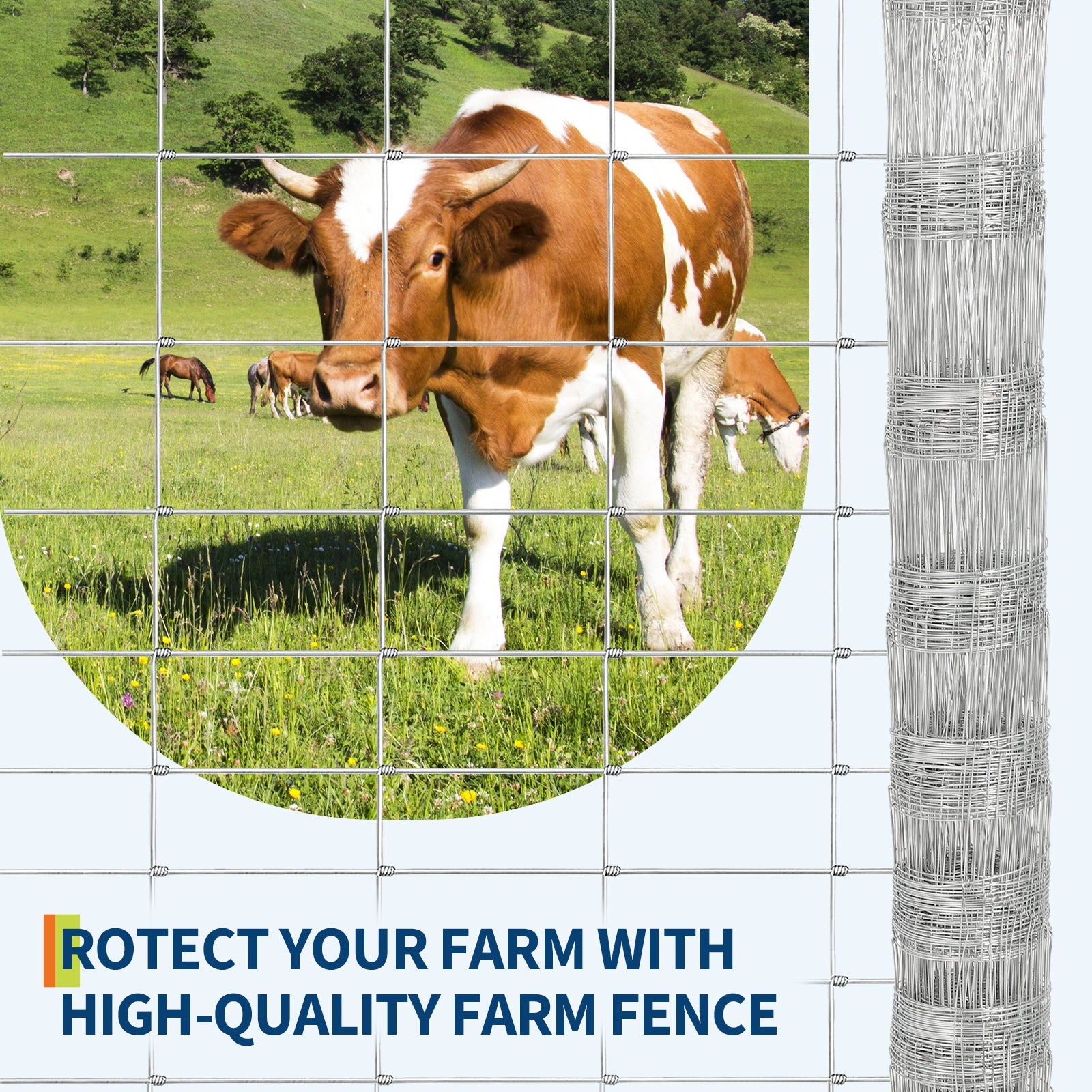 Garvee Heavy Duty 9GA Cattle Fence 4x164 FT - Thick Galvanized Steel w/Reinforced Joints for Livestock Farm Horse Protection