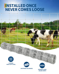 Garvee Heavy Duty 9GA Cattle Fence 4x164 FT - Thick Galvanized Steel w/Reinforced Joints for Livestock Farm Horse Protection