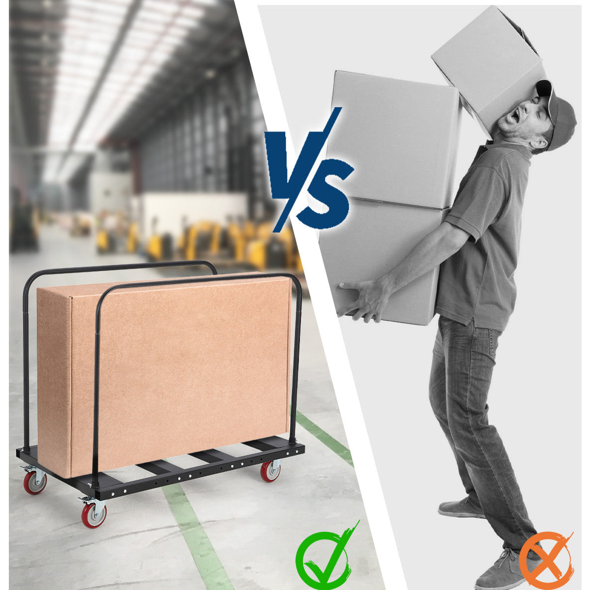 GARVEE 1500LB Heavy-Duty Folding Cart Table - Steel Frame w/Silent Wheels for Garage, Home & Warehouse Use (Black)