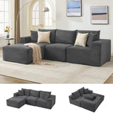 Garvee 108“ Boneless Cloud Sectional Sofa for Living Room, Compressed Modular L-Shaped Sofa with Deep Seat, Frameless Corduroy Couch in Boxes, No Assembly Required 3-Seater, Left-Grey - Lie Left | Corduroy | Gray