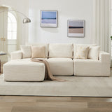 Garvee 108 in Modular Sectional Sofa, Corduroy L-Shaped Sofa with Deep Seat & Throw Pillows, No Assembly, Comfy Cloud 3-Seater Couch with Chaise, Memory Foam Couch for Living Room, Beige - Lie Left|Corduroy|Beige