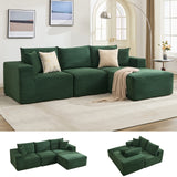 Garvee 108 in Modular Sectional Sofa, Corduroy L-Shaped Sofa with Deep Seat & Throw Pillows, No Assembly, Comfy Cloud 3-Seater Couch with Chaise, Memory Foam Couch for Living Room, Right-Green - Lie Right | Corduroy | Green