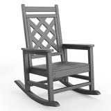 Garvee Outdoor Adirondack Rocking Chair - All-Weather HDPE Porch Rocker with High Back, Outdoor Fire Pit Chair for Garden, Lawn, Yard, Patio, Backyard - Grey