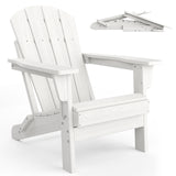 Garvee Folding Adirondack Chair HDPE Material 380lbs Capacity Natural Wood Texture Foldable Fire Pit Patio Garden Beach Camping - White