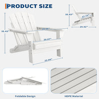 Garvee Folding Adirondack Chair HDPE Material 380lbs Capacity Natural Wood Texture Foldable Fire Pit Patio Garden Beach Camping