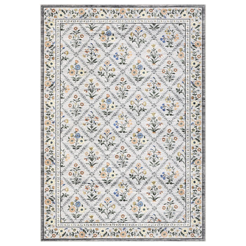 Garvee Grey Modern Foldable Area Rugs Vintage Striped Washable Low Pile Carpet Indoor Living Room Bedroom 9x12ft