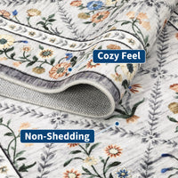 Garvee Grey Modern Foldable Area Rugs Vintage Striped Washable Low Pile Carpet Indoor Living Room Bedroom 9x12ft