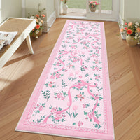 Garvee Floral Runner Rug 2x6 Low Pile Stain Resistant Cotton Non-Slip, Machine Washable Folding Rug for Hallway and Kids Room
