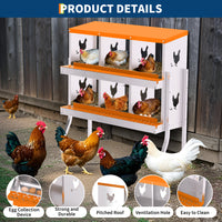 Garvee 6-Hole Bracket Legs Chicken Nesting Box Galvanized Steel Rustproof Automatic Egg Collection Ventilated Easy Install Wall or Freestanding for Chicken Coop