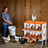 Garvee 6-Hole Bracket Legs Chicken Nesting Box Galvanized Steel Rustproof Automatic Egg Collection Ventilated Easy Install Wall or Freestanding for Chicken Coop