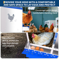 Garvee 6-Hole Bracket Legs Chicken Nesting Box Galvanized Steel Rustproof Automatic Egg Collection Ventilated Easy Install Wall or Freestanding for Chicken Coop Blue