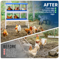 Garvee 6-Hole Bracket Legs Chicken Nesting Box Galvanized Steel Rustproof Automatic Egg Collection Ventilated Easy Install Wall or Freestanding for Chicken Coop Blue