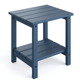Garvee Adirondack Side Table, HDPE 2-Tier Patio Side Tables for Outside, 18 x 15 inch All-Weather End Table for Patio, Pool Deck, Indoor, Backyard, Navy Blue - Navy Blue