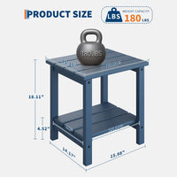 Garvee Adirondack Side Table, HDPE 2-Tier Patio Side Tables for Outside, 18 x 15 inch All-Weather End Table for Patio, Pool Deck, Indoor, Backyard, Navy Blue