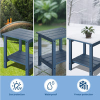 Garvee Adirondack Side Table, HDPE 2-Tier Patio Side Tables for Outside, 18 x 15 inch All-Weather End Table for Patio, Pool Deck, Indoor, Backyard, Navy Blue