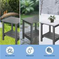 Garvee Adirondack Side Table, HDPE 2-Tier Patio Side Tables for Outside, 18 x 15 inch All-Weather End Table for Patio, Pool Deck, Indoor, Backyard, Gray