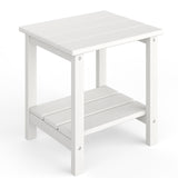 Garvee Adirondack Side Table, HDPE 2-Tier Patio Side Tables for Outside, 18 x 15 inch All-Weather End Table for Patio, Pool Deck, Indoor, Backyard, White - Embossed Wood Grain-Black