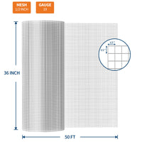 GARVEE 3'x50' Hex Mesh Fence - Galvanized Steel w/Smooth Edges for Gardens & Coops (Rust-Resistant, Small Animal Proof)