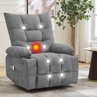 Garvee Power Lift Recliner Chair for Elderly, Oversized Standing Chair Recliner with Massage & Heat, Soft Padded Upholstery, Side Pocket & Cup Holders for Living Room, Bedroom, Grey
