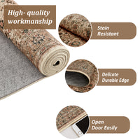 Garvee Persian Beige Camel 8x10 Vintage Floral Boho Area Rug Large Washable Non-Slip Low Pile Faux Wool for Living Room Bedroom