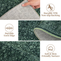Garvee Persian Dark Green 8x10 Vintage Floral Boho Area Rug Large Low Pile Non-Slip Faux Wool Washable Indoor Living Bedroom Dining