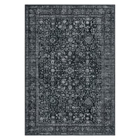 Garvee Persian Black 9x12 Vintage Floral Boho Area Rug - Washable, Non-Slip, Low Pile Faux Wool Carpet for Living Room, Bedroom, Dining Room, Kids & Pets Friendly