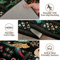 Garvee 10x13 Washable Animal Living Room Rug Non Slip Vintage Design Soft Low Pile Large Carpet Black