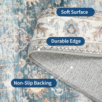 Garvee Washable Runner Rug Floral Accent Non-Shedding Low Pile Carpet 2x6 Green