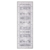 Garvee Washable Runner Rug Floral Accent Non-Shedding Low Pile Carpet 2x6 Gray for Hallway Kitchen Laundry Porch