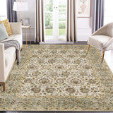 Garvee Area Rugs 10x13 Washable Light Green Rugs for Living Room Non Slip Vintage Floral Large Area Rug Boho Distressed Printed Indoor Low Pile Carpet for Bedroom Dining Room Indoor Home Office - Light Green