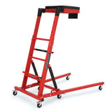 Garvee Automotive Engine Creeper Adjustable Height 48-66" Heavy Duty Steel 400LBS Capacity Foldable 6 Swivel Wheels Thick Cushion Tool Pouch for Garage - Red Black